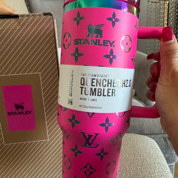 Stanley’s Hot Pink 40oz Tumbler with LV designs. New. - Picture 4 of 8